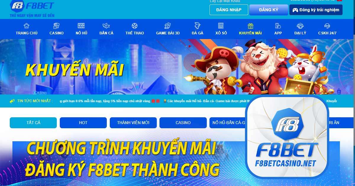 Chương trình khuyến mãi đăng ký F8BET thành công